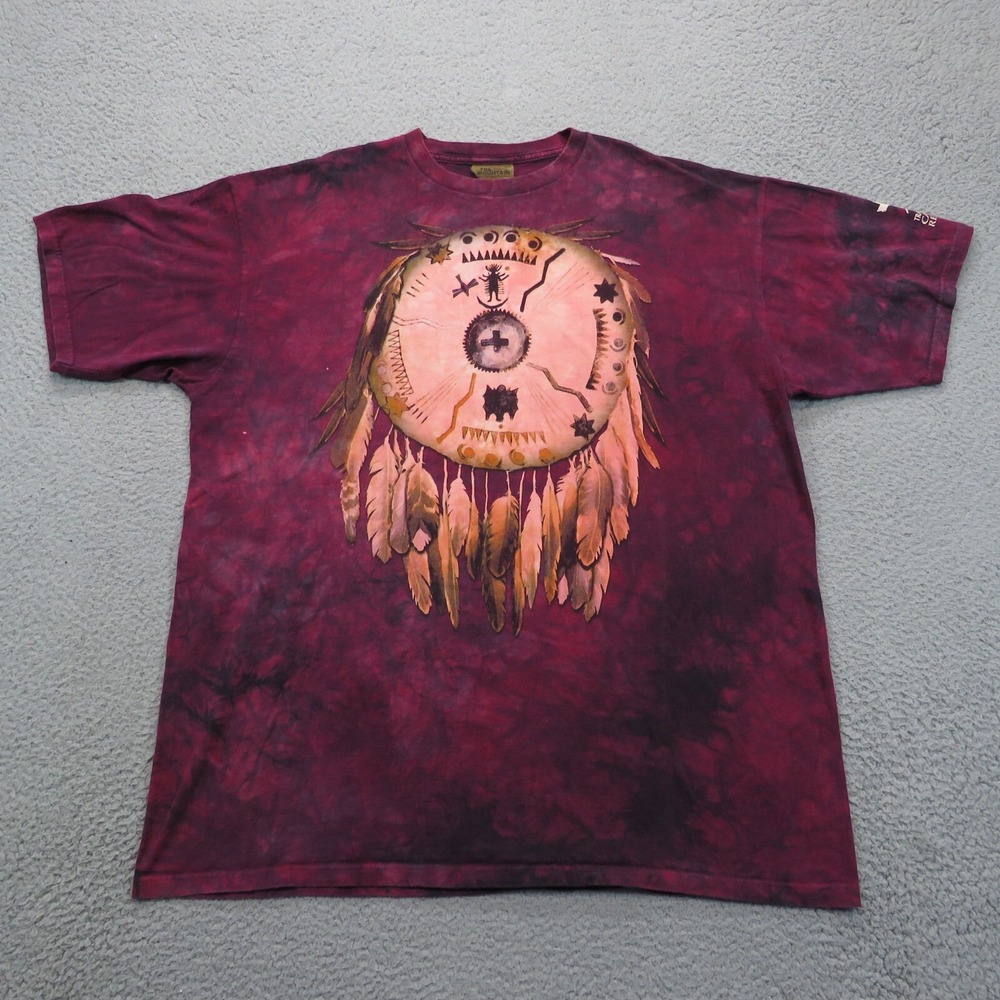 VTG The Mountain Shirt Mens XL 90s Native American Dreamcatcher Tie Dye Red